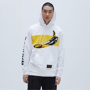 Limited edition Zara & Andy Warhol men’s M size  White Hoodie with banana